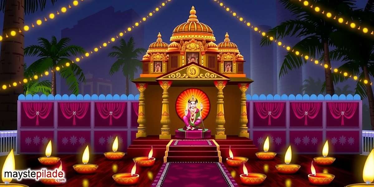 Tulsi Manas Mandir Diwali event showing the temple decorated with lights and diyas