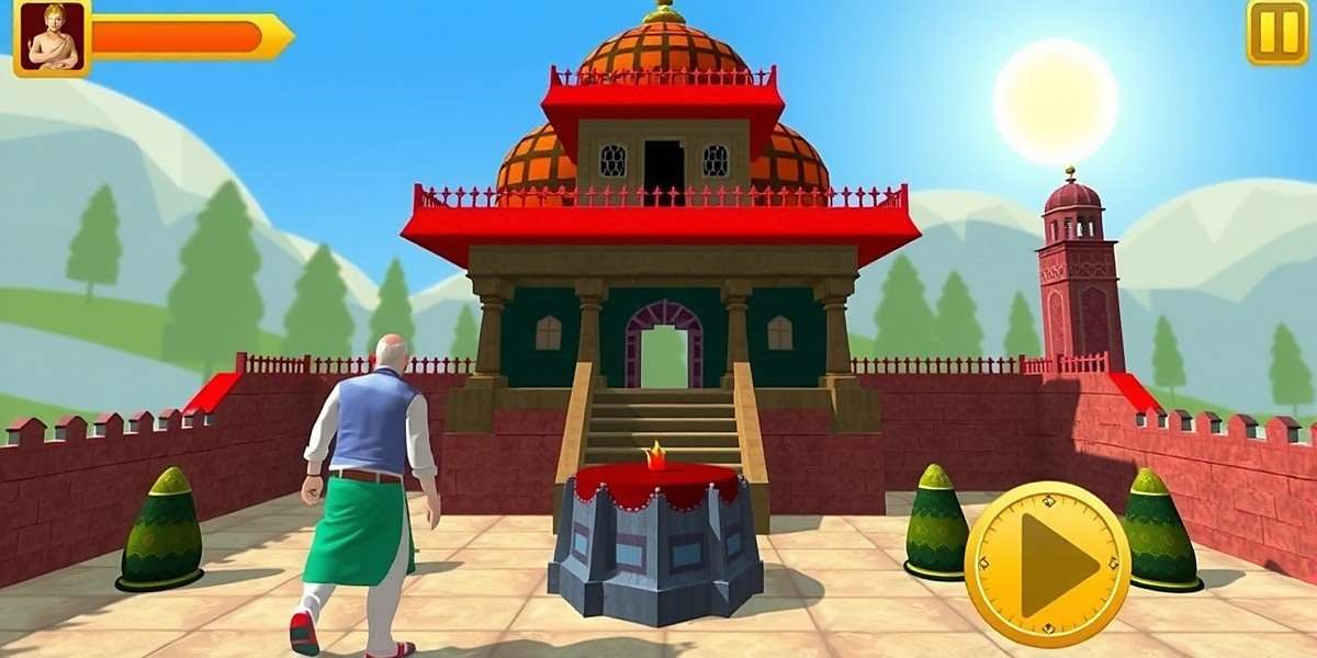 Tulsi Manas Mandir gameplay screenshot showing a player exploring the temple courtyard